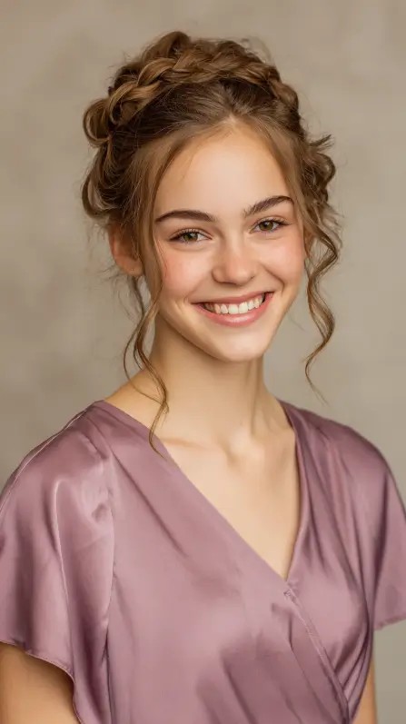 Romantic Twisted Crown with Soft Curls