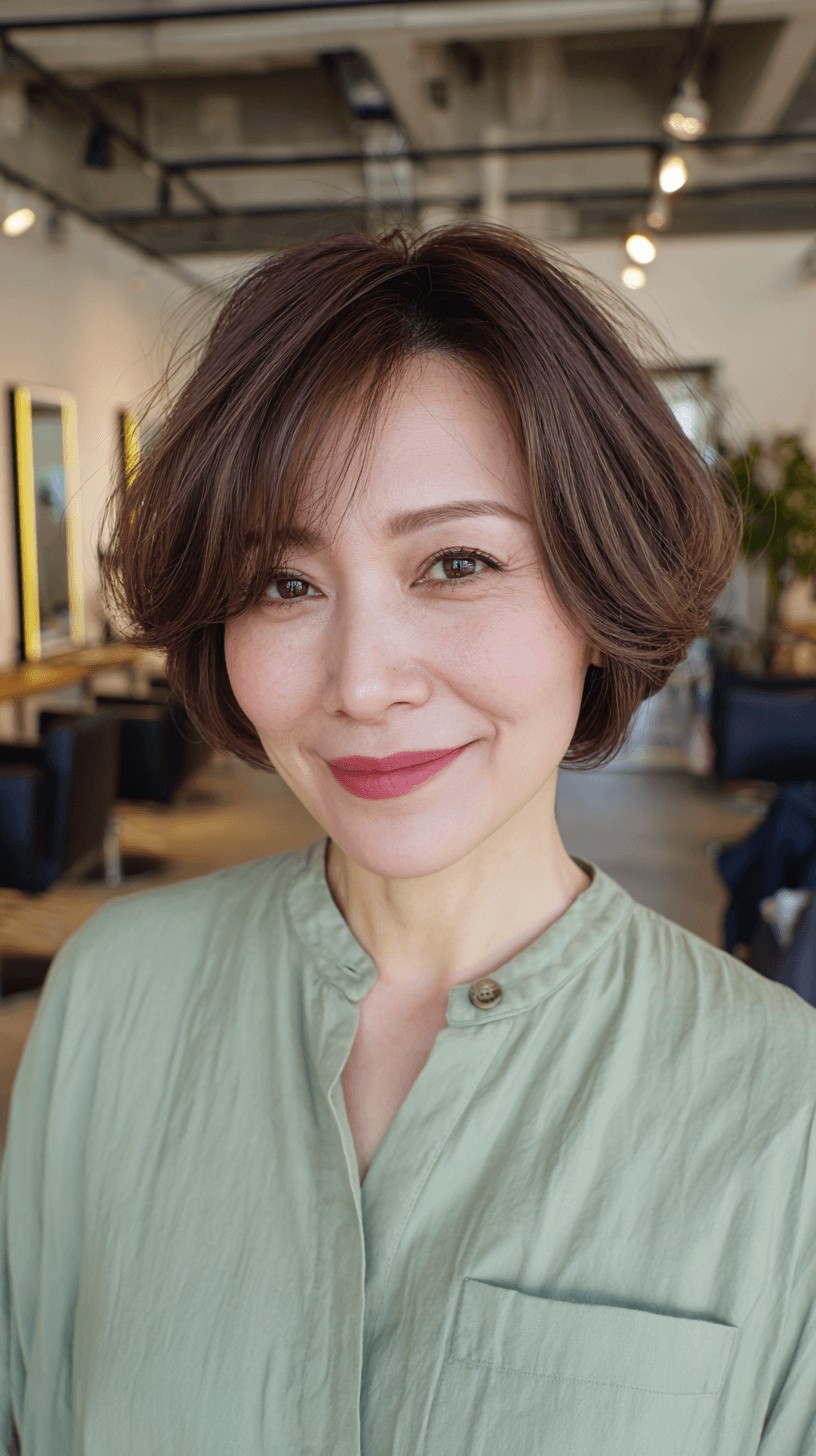 Soft Curly Bob with Subtle Highlights