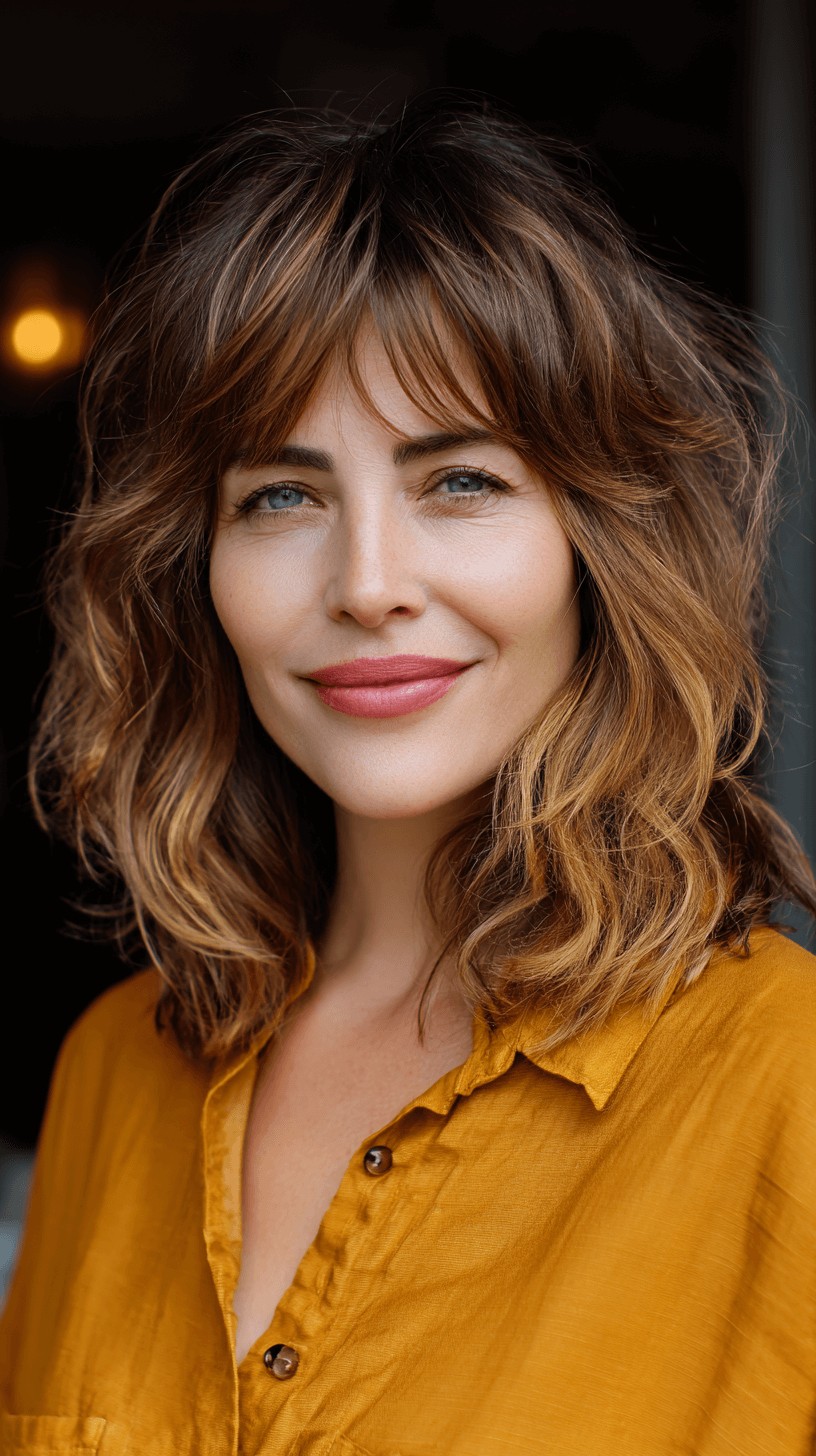 Stylish Textured Waves with Face-Framing Layers