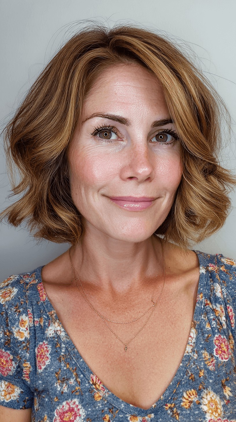 Textured Bob with Soft Waves and Subtle Highlights