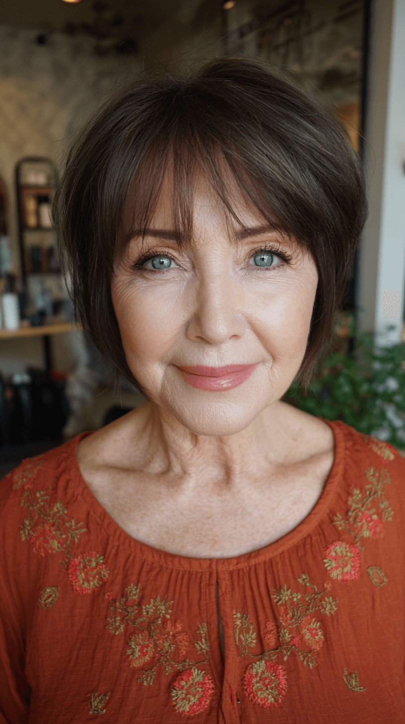 Textured Chocolate Bob with Face-Framing Layers