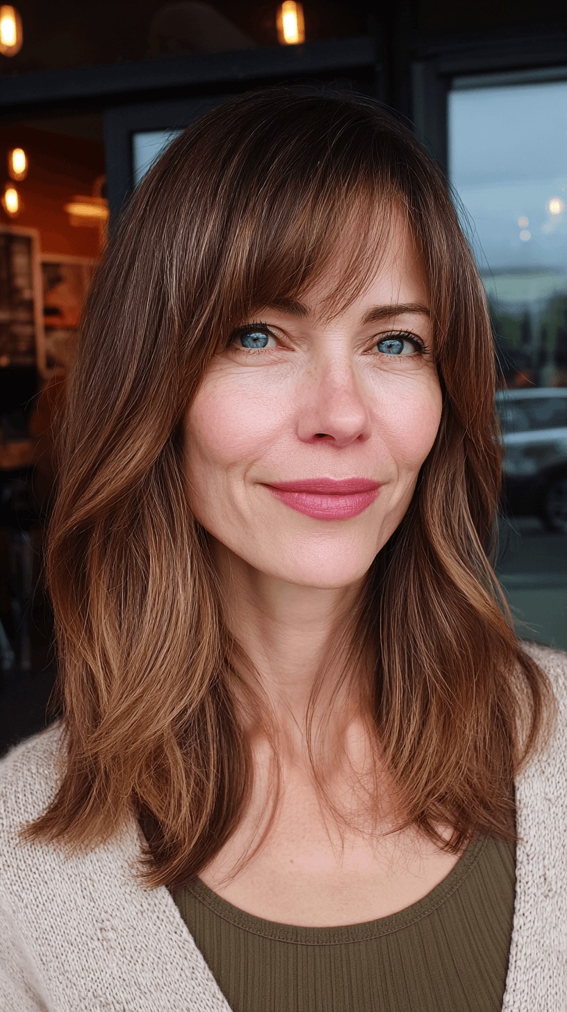 Textured Long Layers with Soft Bangs