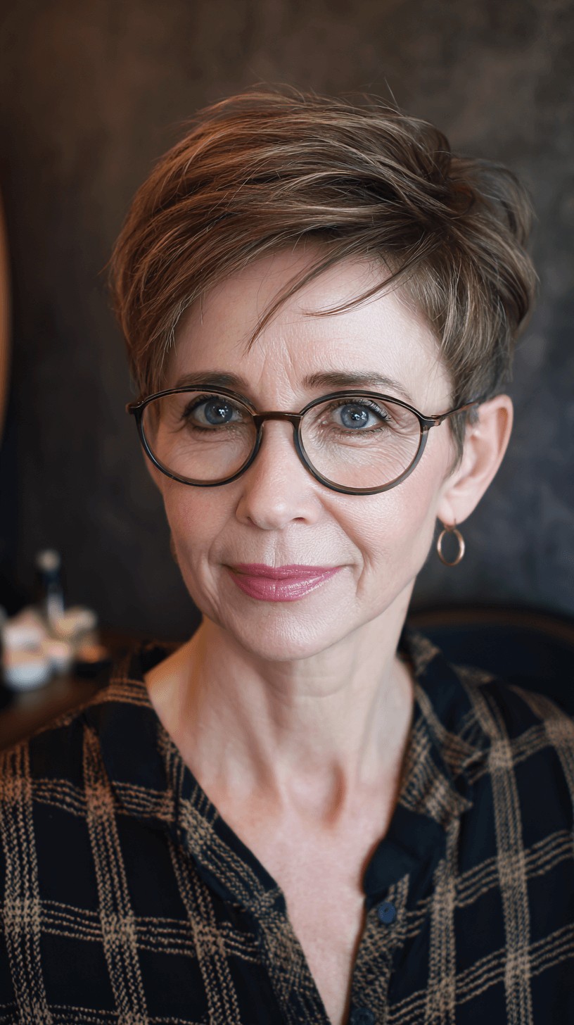 Textured Short Pixie Cut with Subtle Highlights