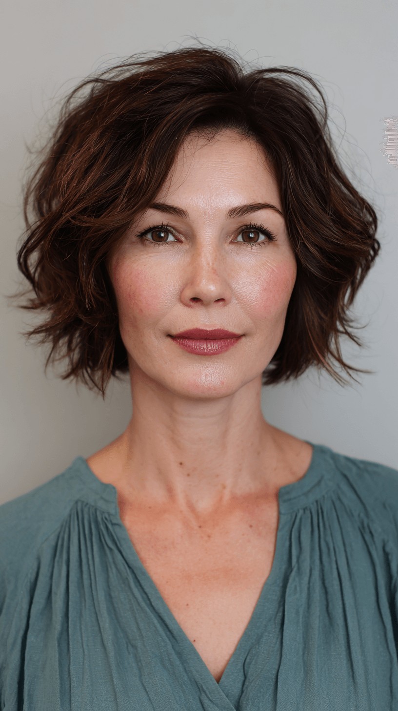 Textured Wavy Bob with Subtle Highlights