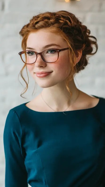 Whimsical Braided Updo with Loose Curls