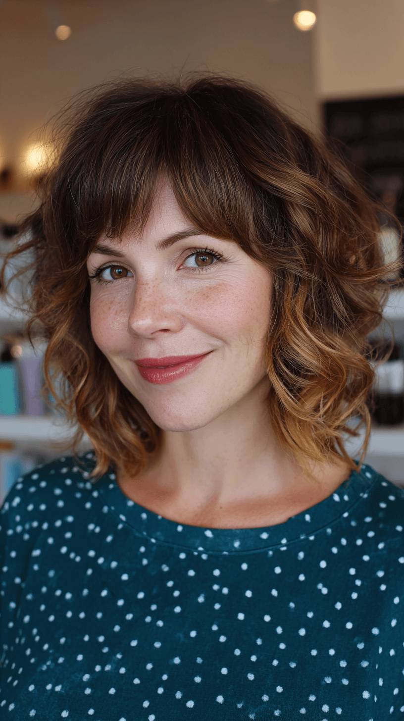 Chic Curly Mullet with Face-Framing Layers