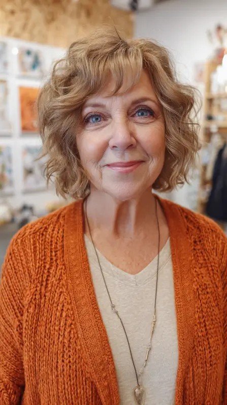 Charming Curly Neck-Length Cut with Soft Layers