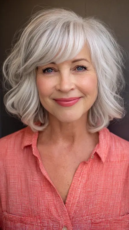 Charming Soft Textured Neck-Length Cut with Wispy Bangs