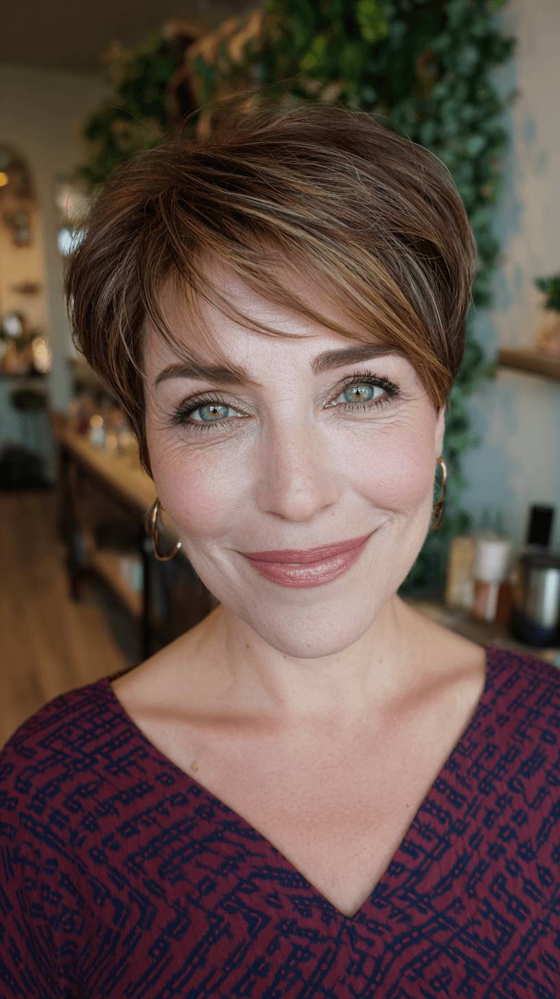 Chic Angular Pixie Cut with Soft Face-Framing Layers