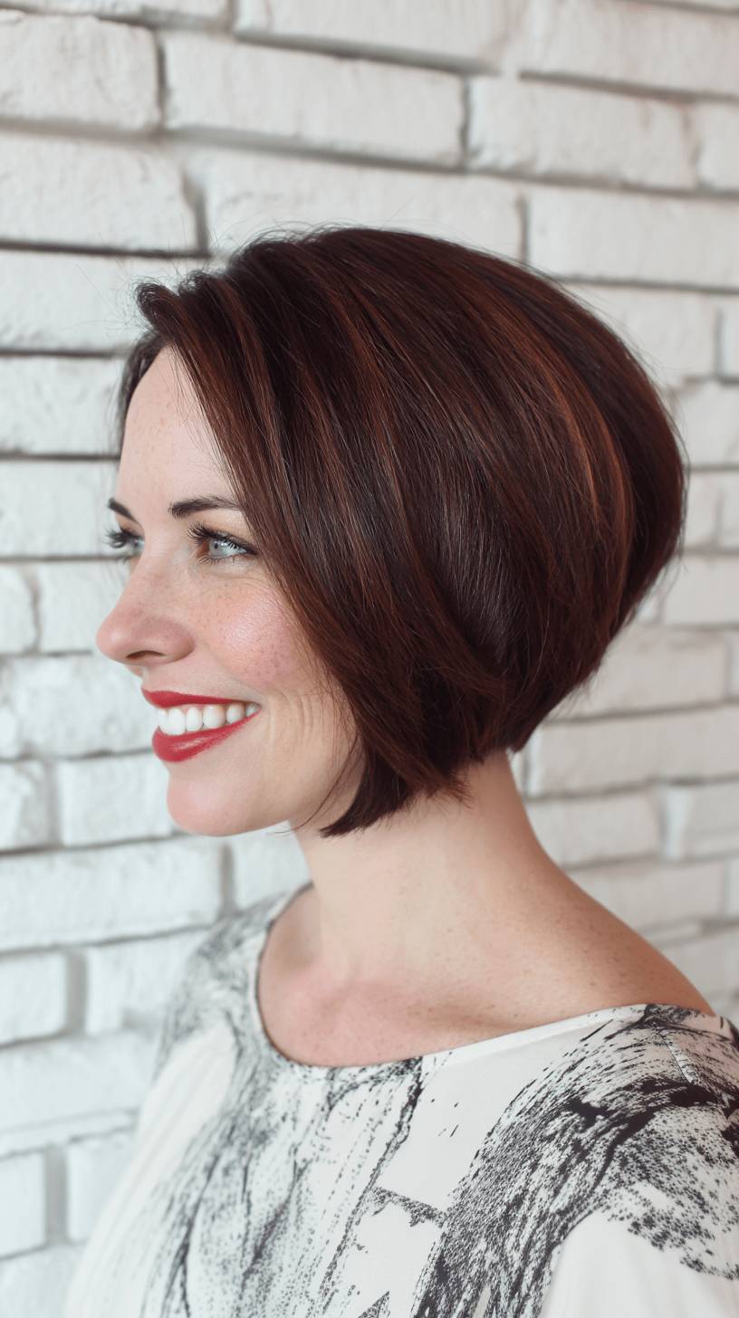 Chic Rounded Wedge Bob with Subtle Highlights