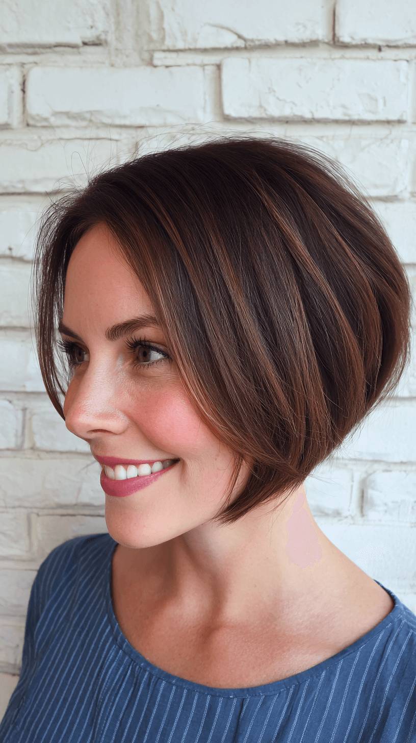 Chic Stacked Wedge Bob with Subtle Highlights