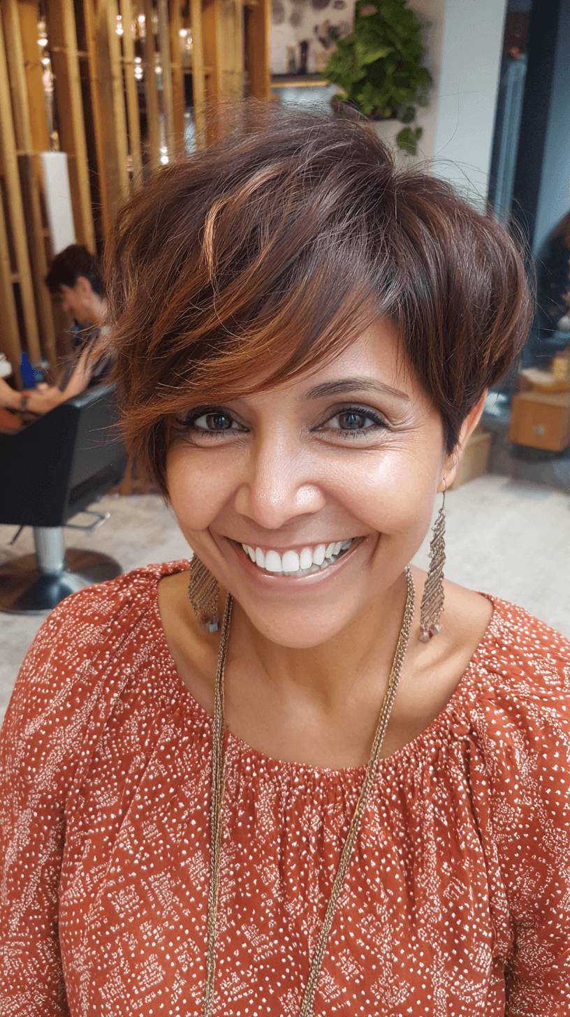 Chic Textured Angular Pixie Cut with Bold Highlights