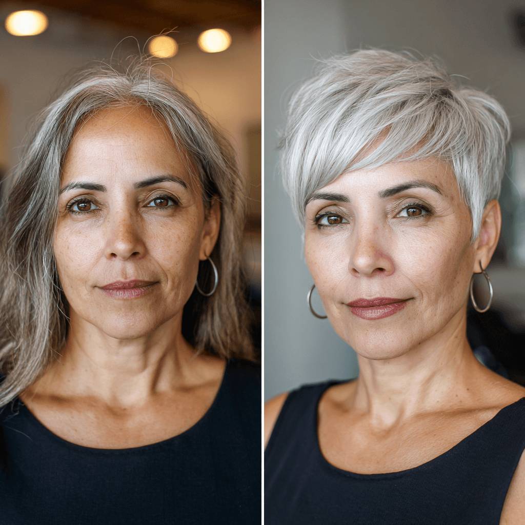 Chic Textured Silver Angular Pixie Cut with Soft Layers