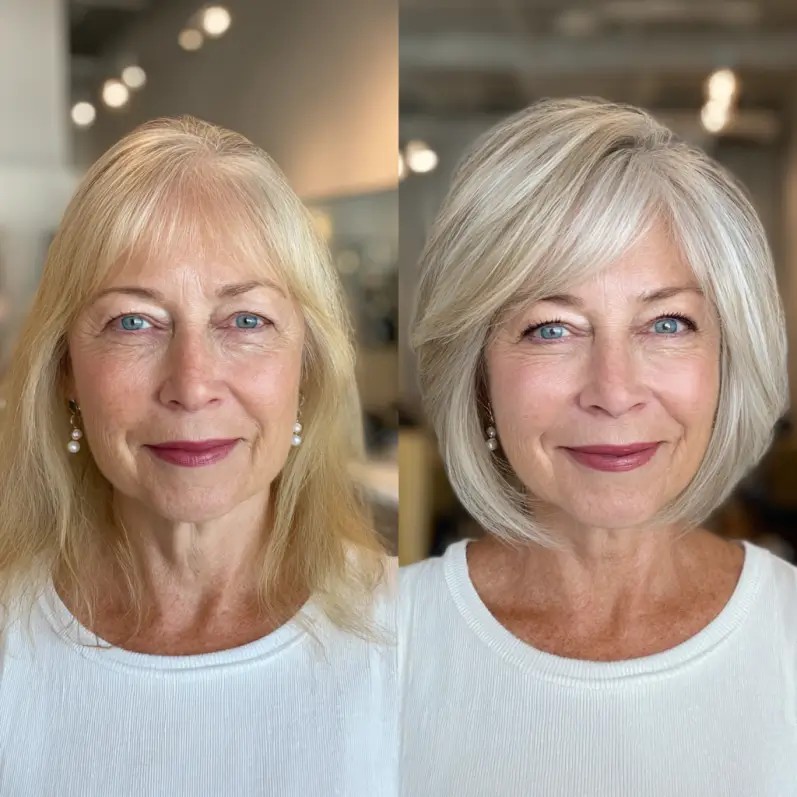 Modern Silver Layered Bob with Subtle Volume