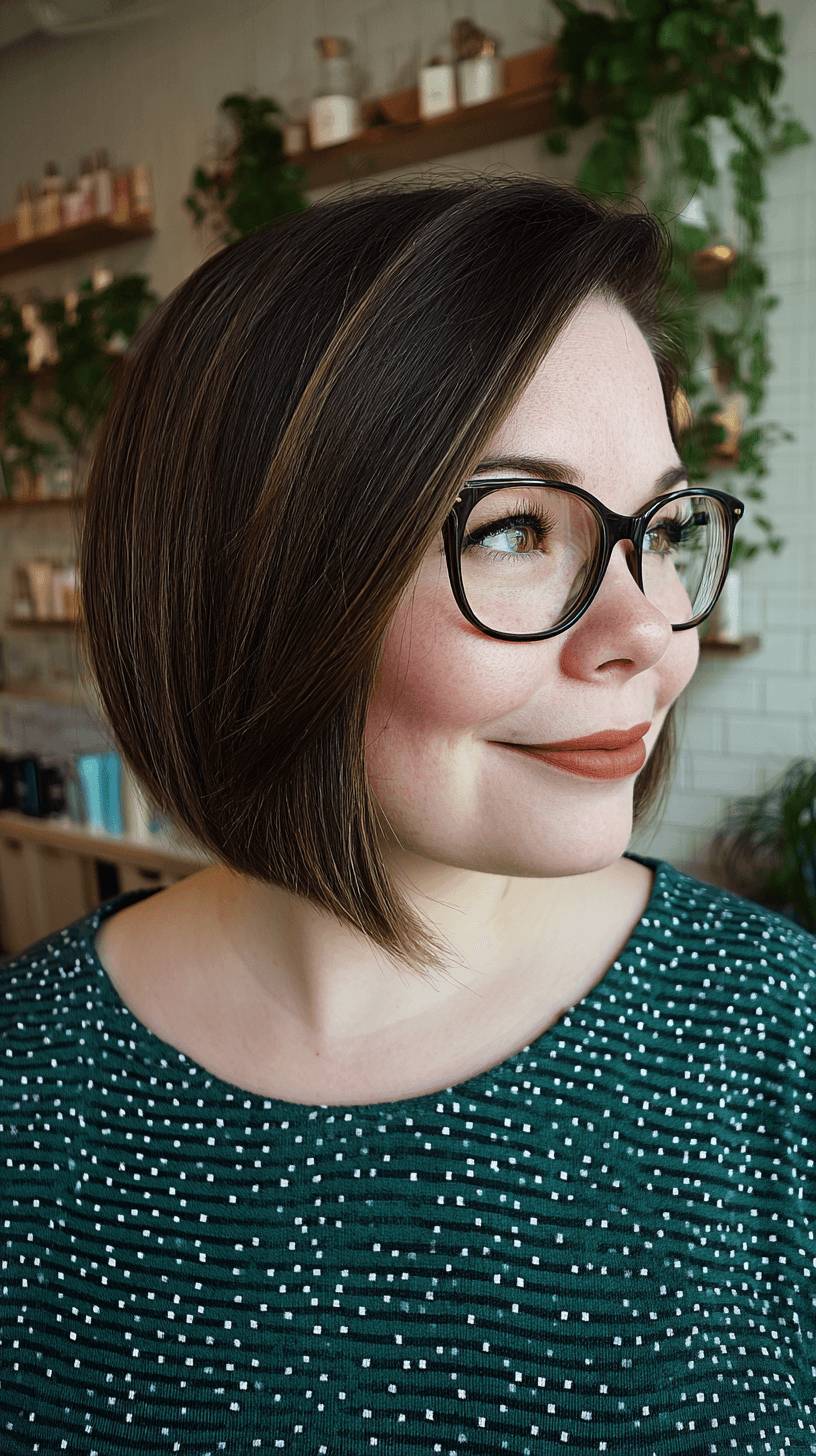 Sleek Angled Wedge Bob with Subtle Highlights