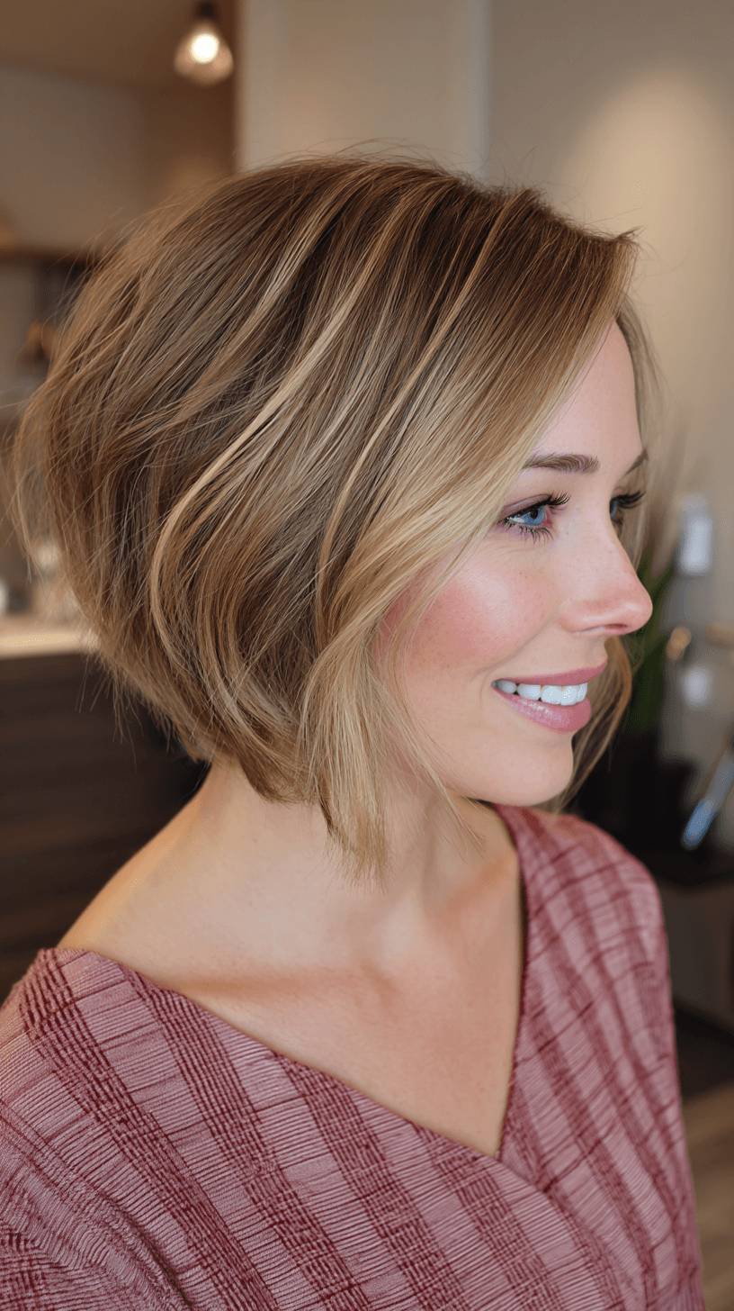 Softly Textured Wedge Bob with Subtle Highlights