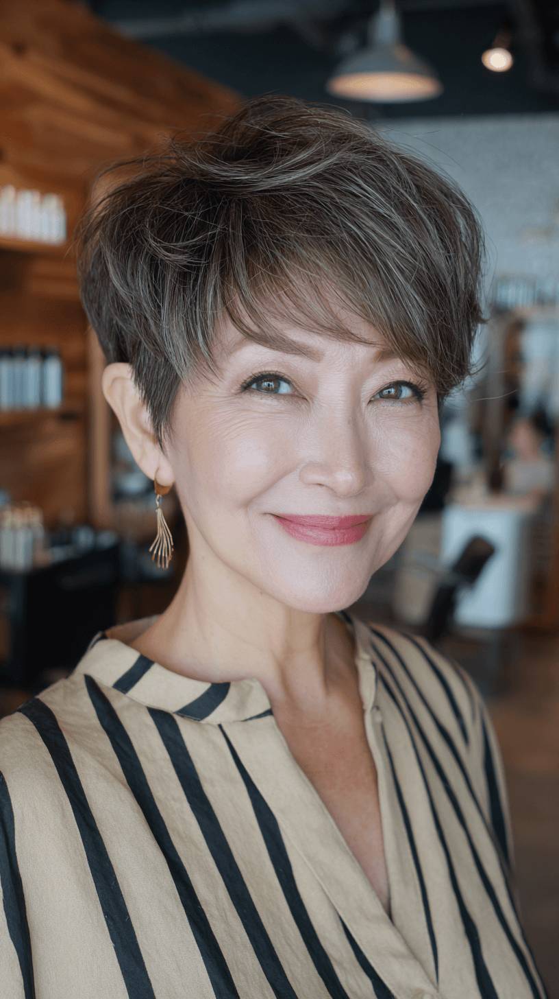 Stylish Angular Pixie Cut with Soft Texture