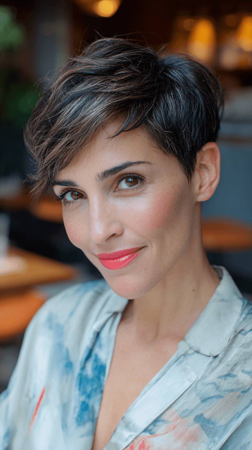 Stylish Textured Pixie Cut with Subtle Highlights