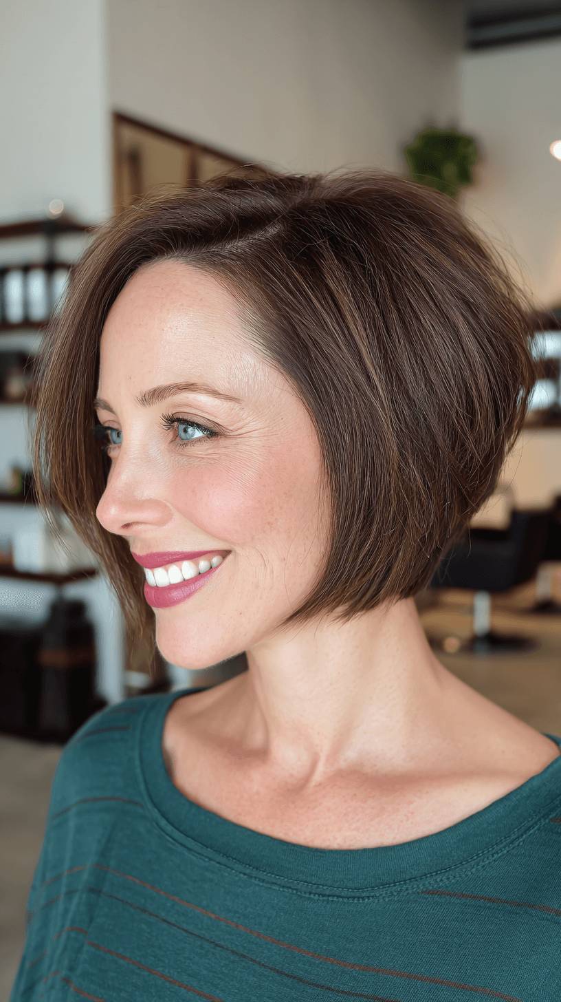 Textured Chocolate Wedge Bob with Soft Layers