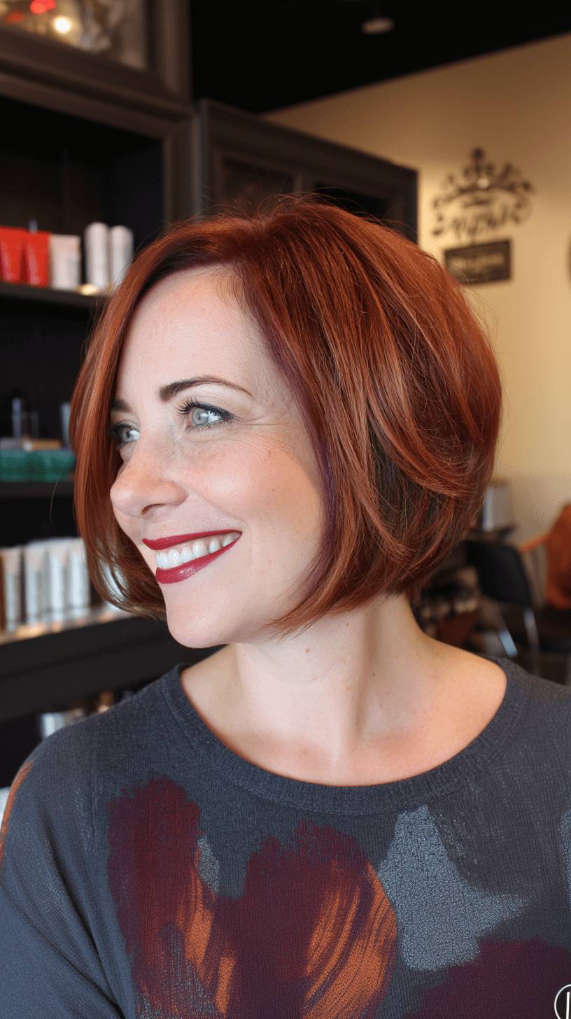 Vibrant Copper Wedge Bob with Subtle Layers