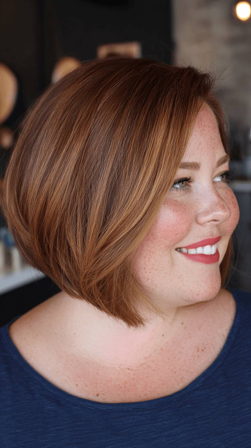 Warm Copper Wedge Bob with Soft Layers