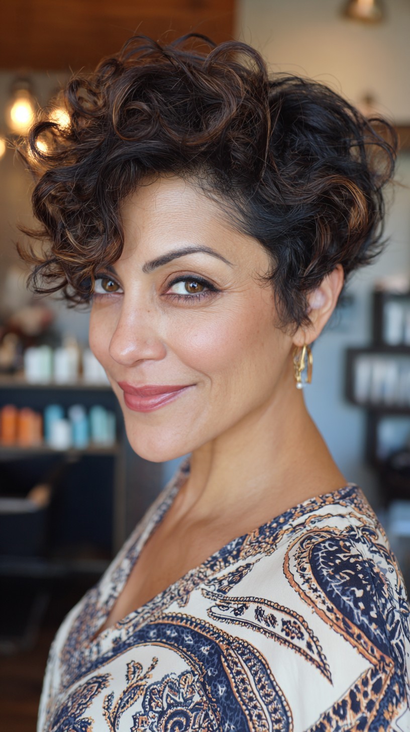 Textured Short Curly Cut with Defined Volume