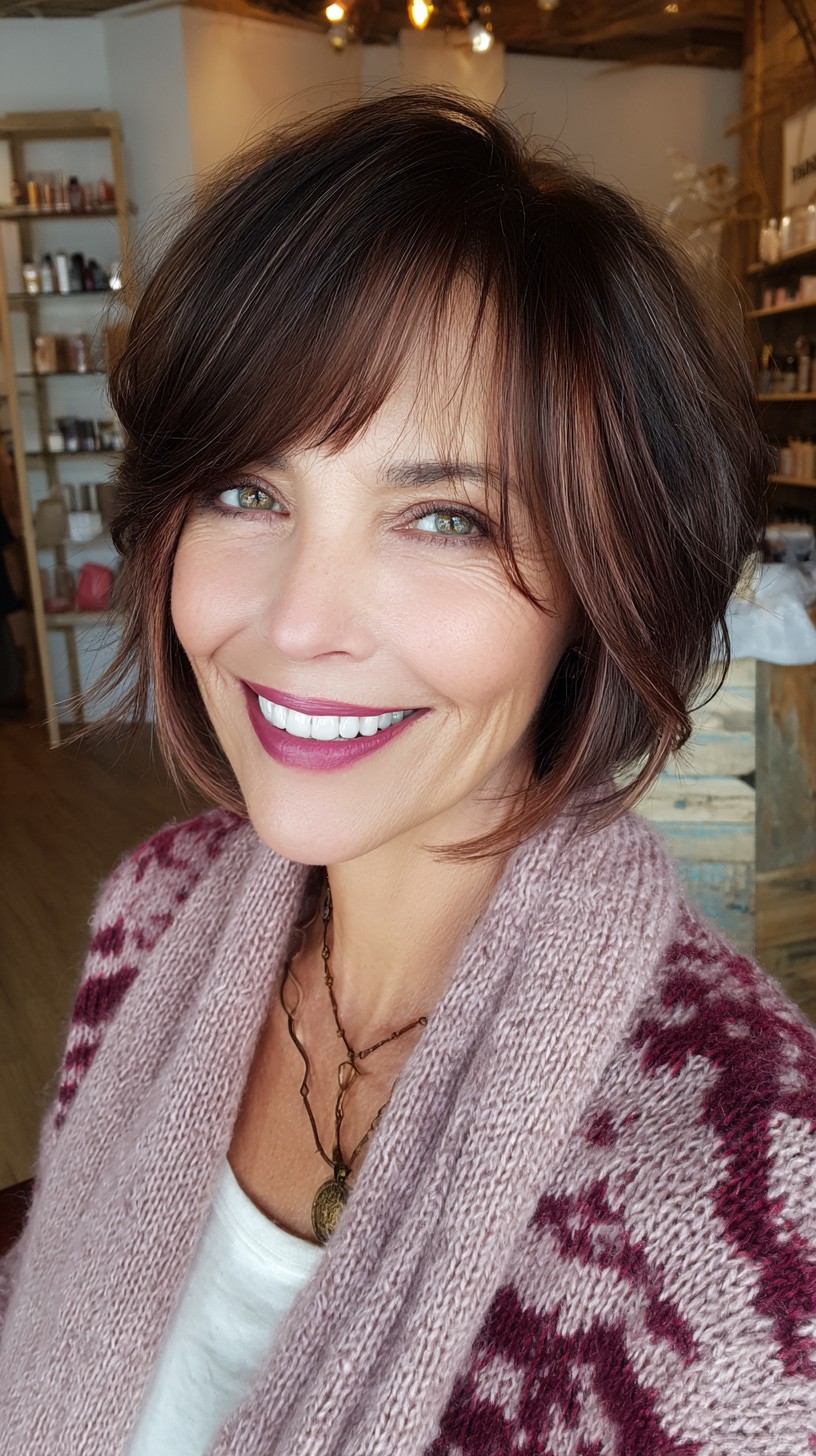 Stylish Textured Bob with Subtle Highlights
