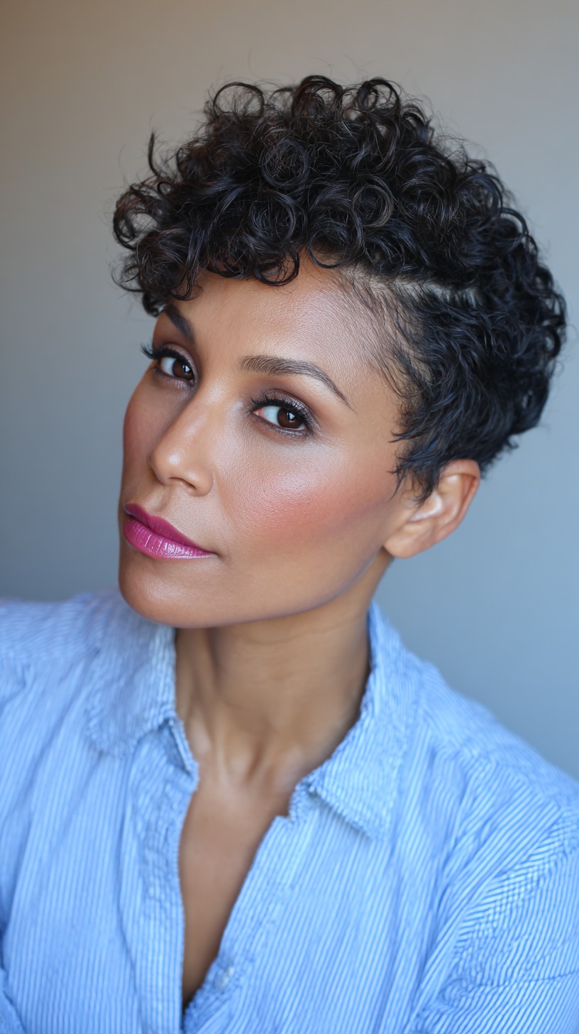 Chic Curly Pixie Cut with Defined Curls