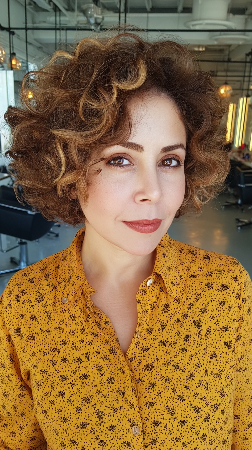 Chic Short Curly Bob with Highlights