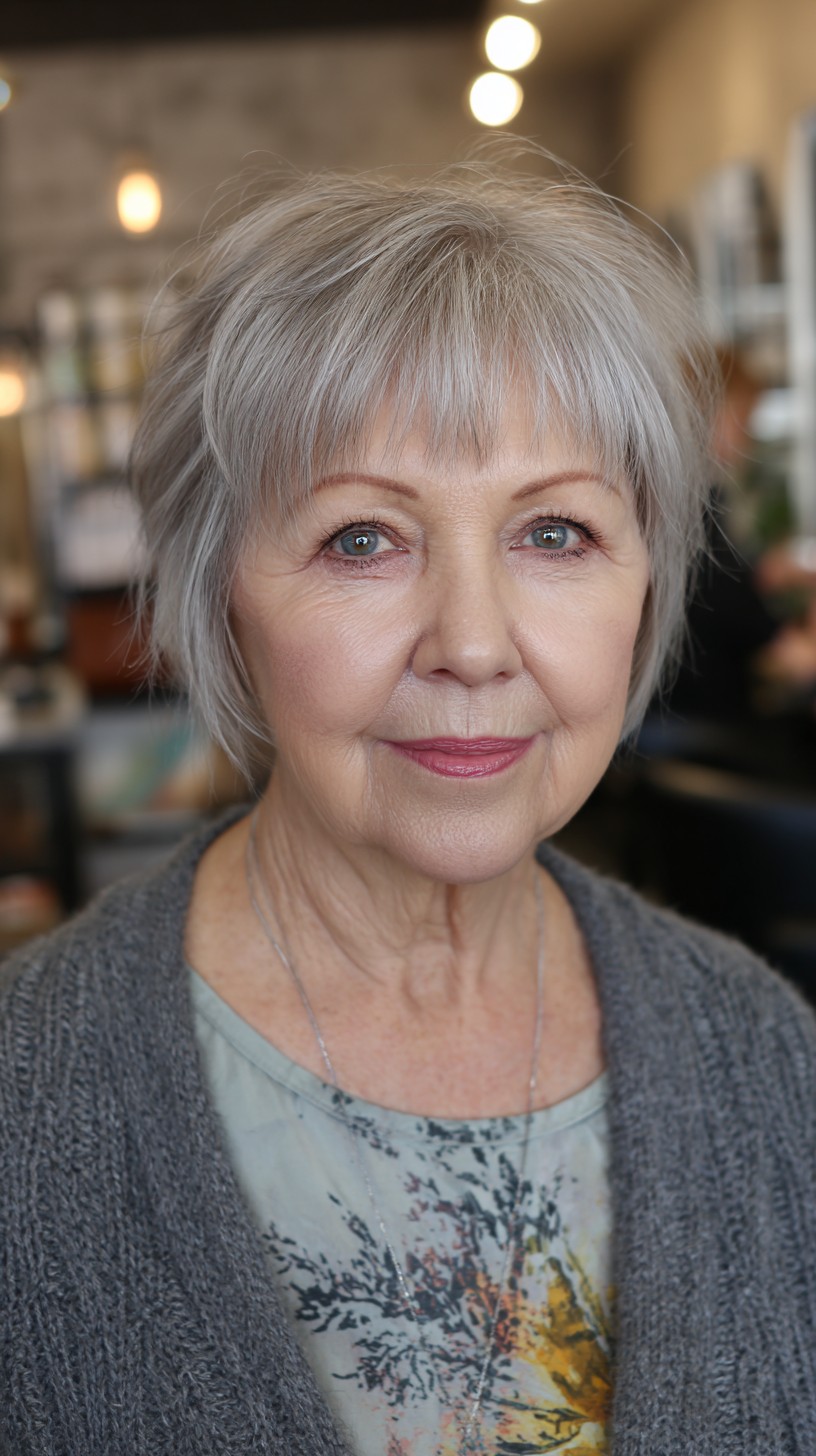 Chic Silver Wolf Cut with Subtle Textured Layers