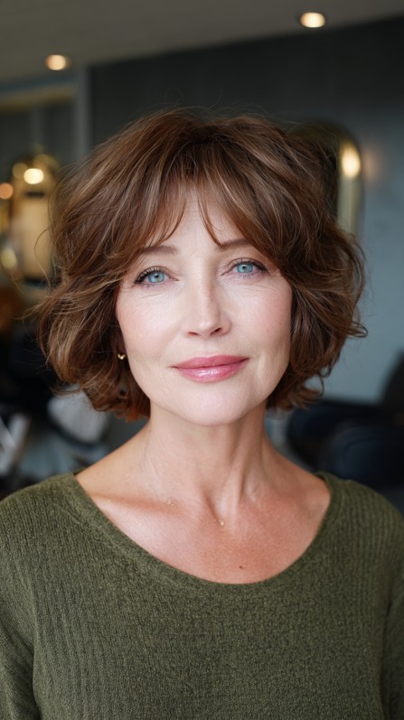 Chic Tousled Bob with Soft Curls