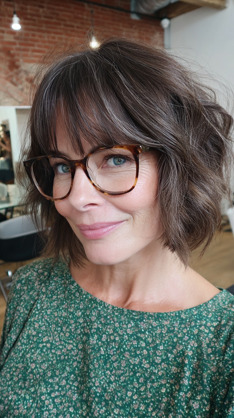 Choppy Textured Bob with Wispy Bangs