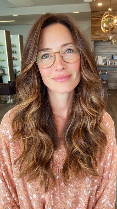Effortlessly Chic Long Waves with Subtle Balayage