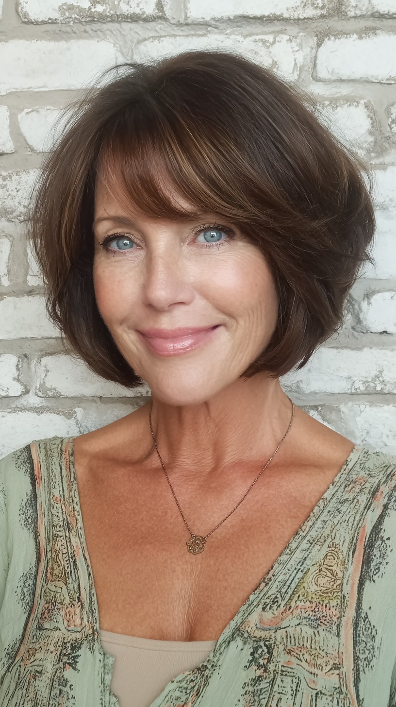 Elegant Layered Bob with Soft Bangs