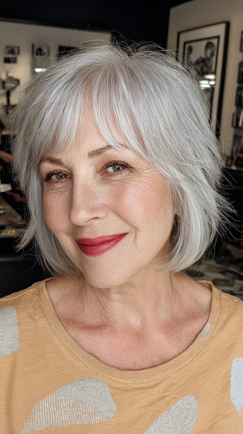 Elegant Silver Layered Wolf Cut