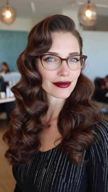 Elegant Vintage Curls with Rich Chocolate Tones