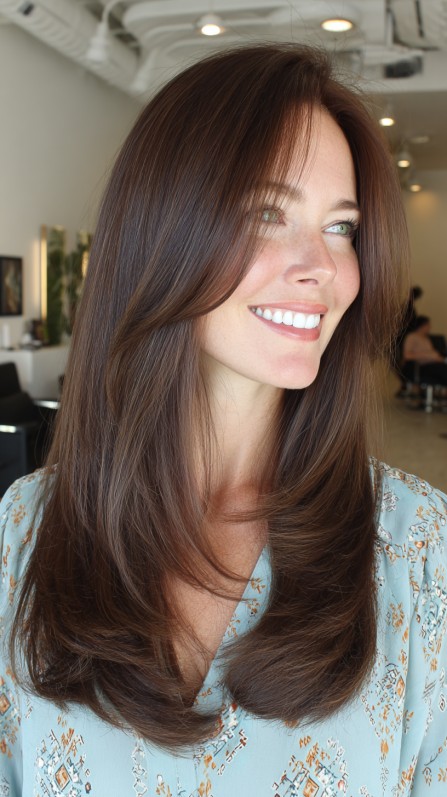 Long Layered Cut with Subtle Face-Framing Highlights