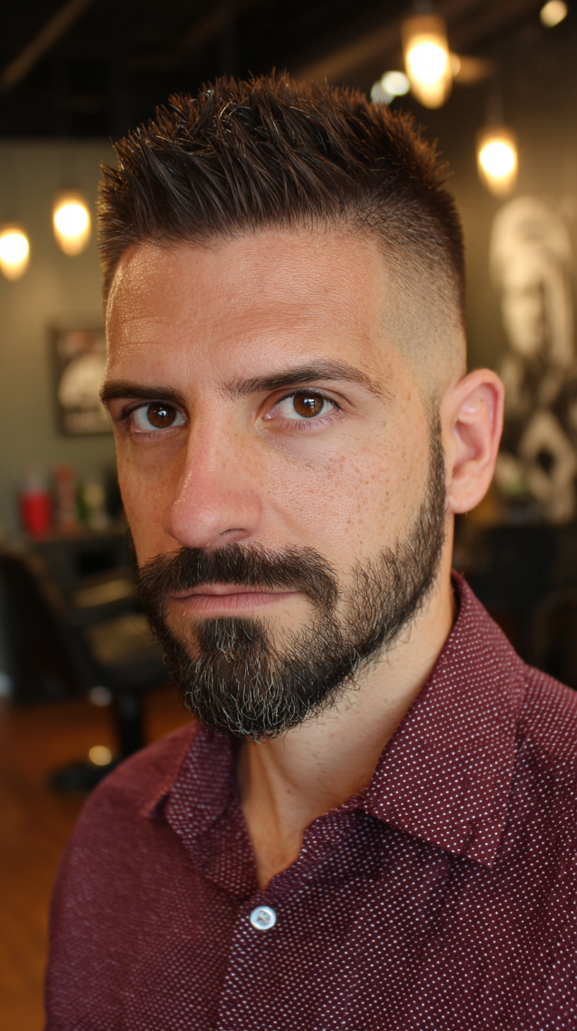 Modern Textured Crew Cut with Faded Sides