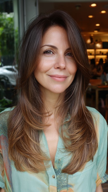 Natural Long Layered Cut with Subtle Ombre Highlights