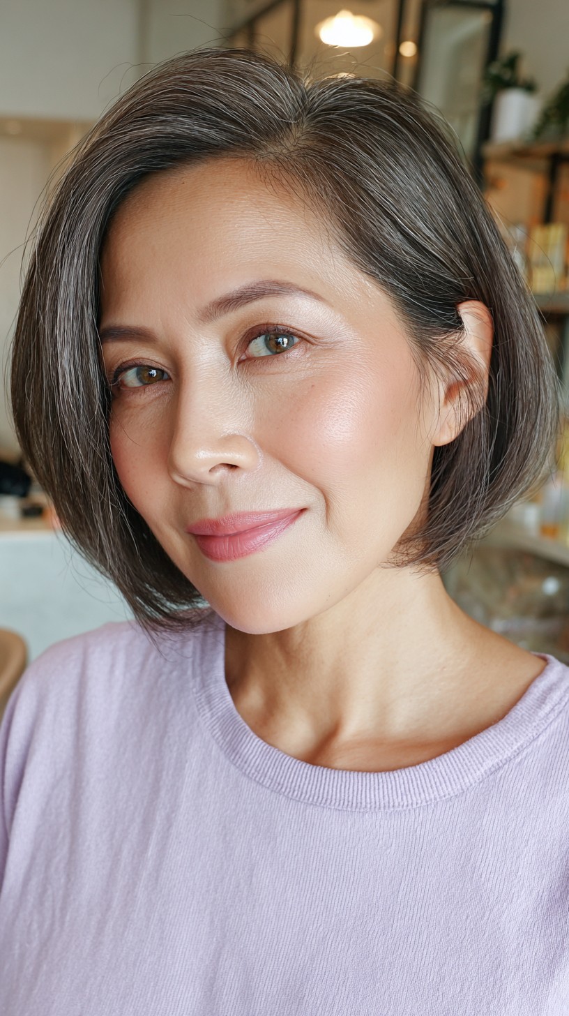 Sleek Angled Bob with Subtle Highlights