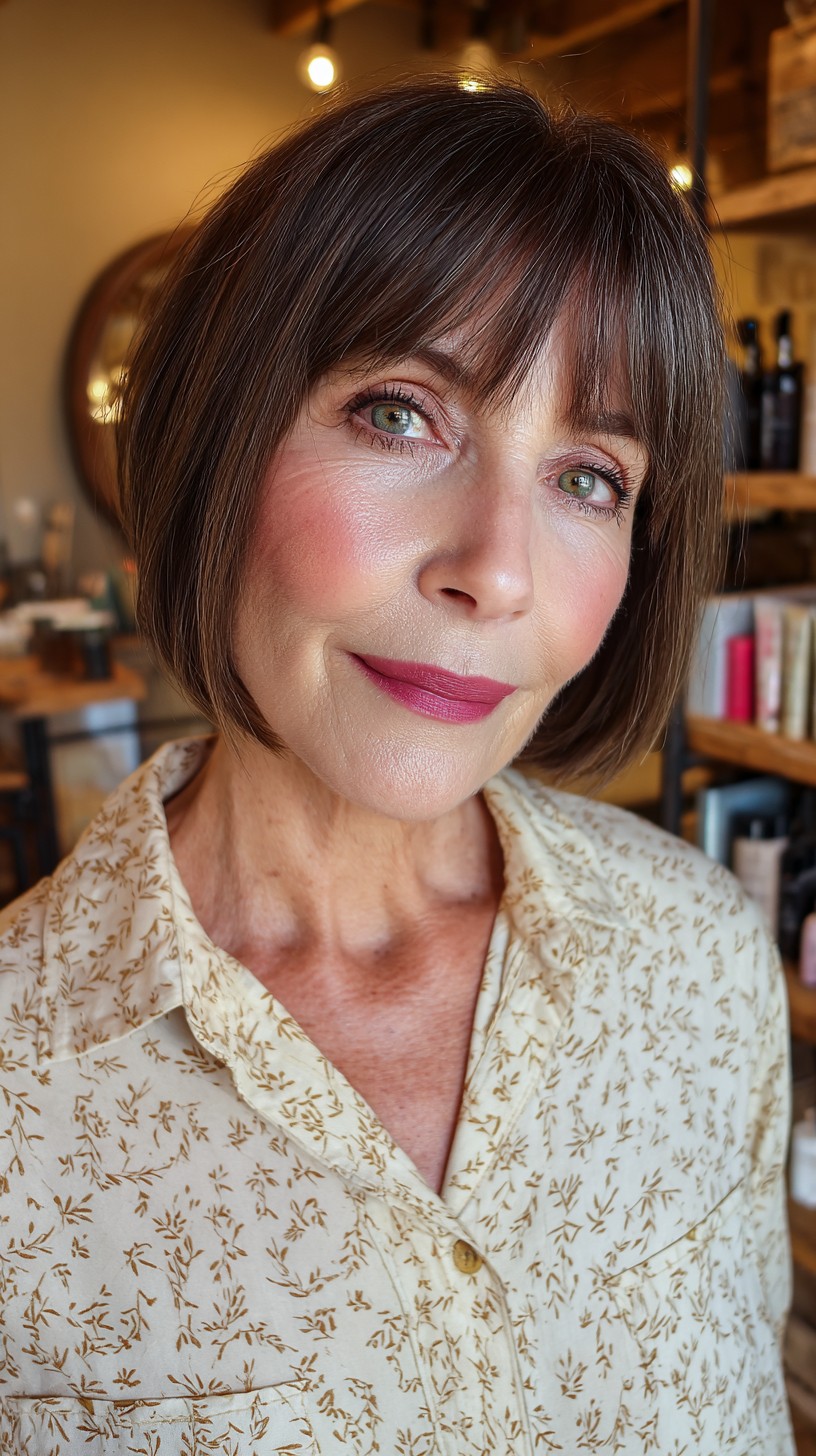 Sleek Blunt Bob with Soft Bangs