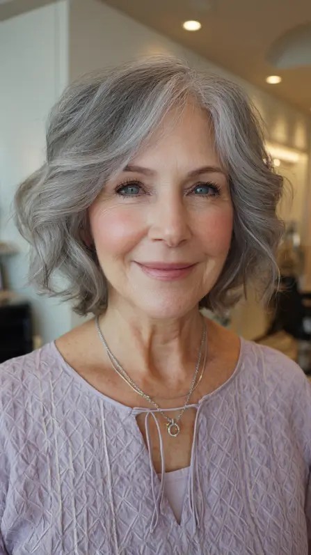 Soft Curly Neck-Length Cut with Natural Movement