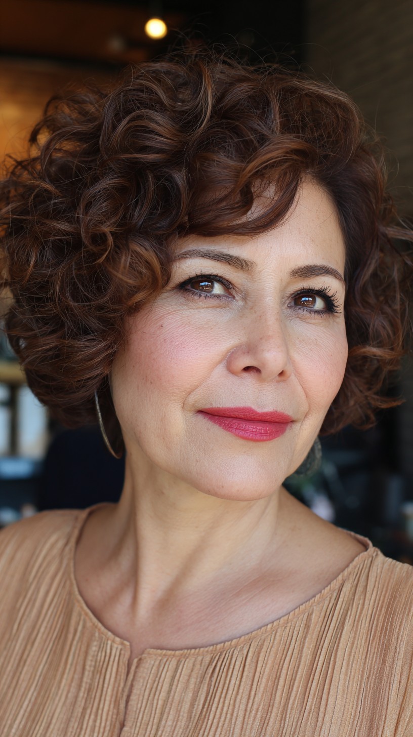 Softly Defined Short Curly Shag with Natural Volume