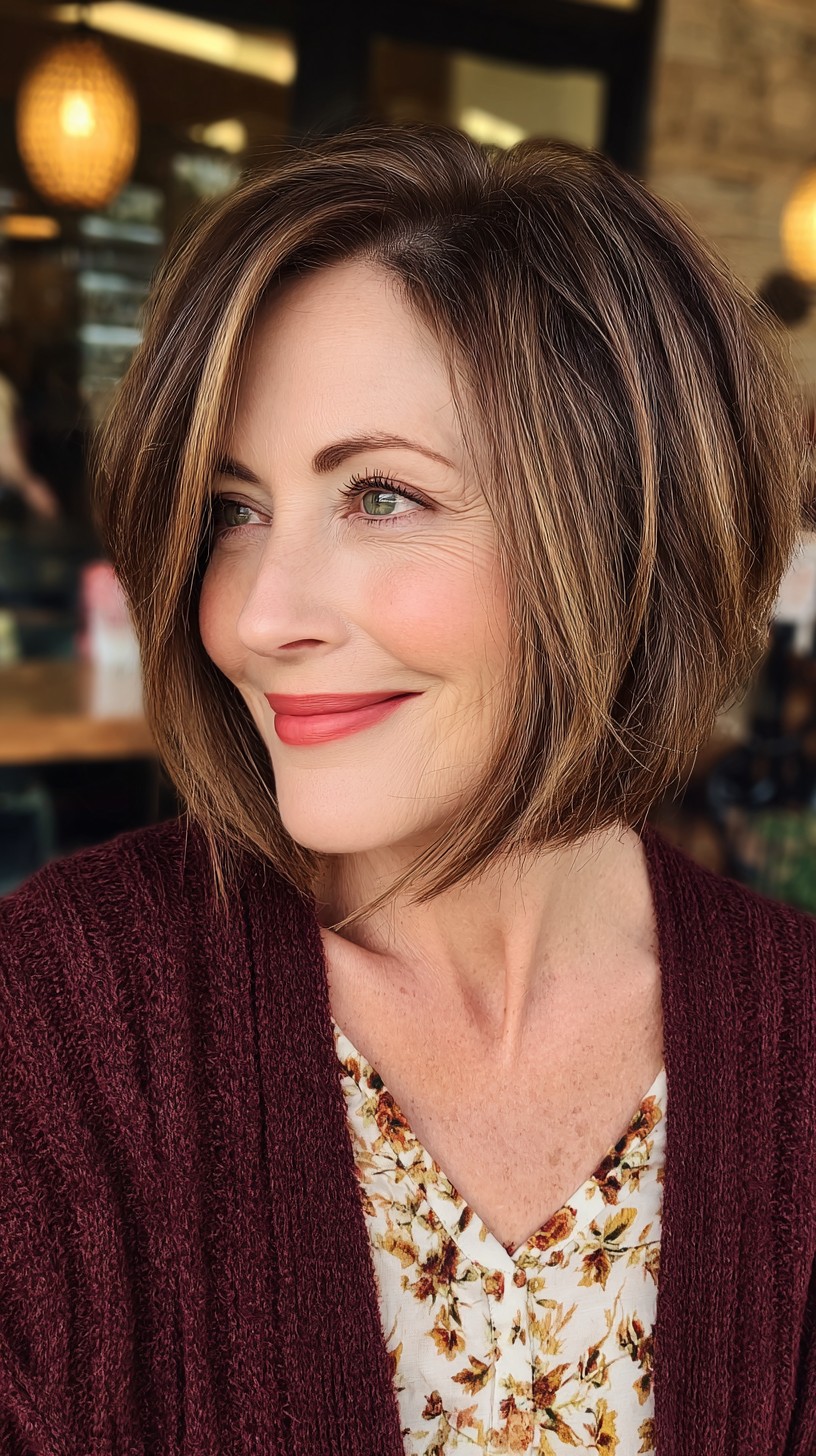 Softly Layered Bob with Subtle Highlights