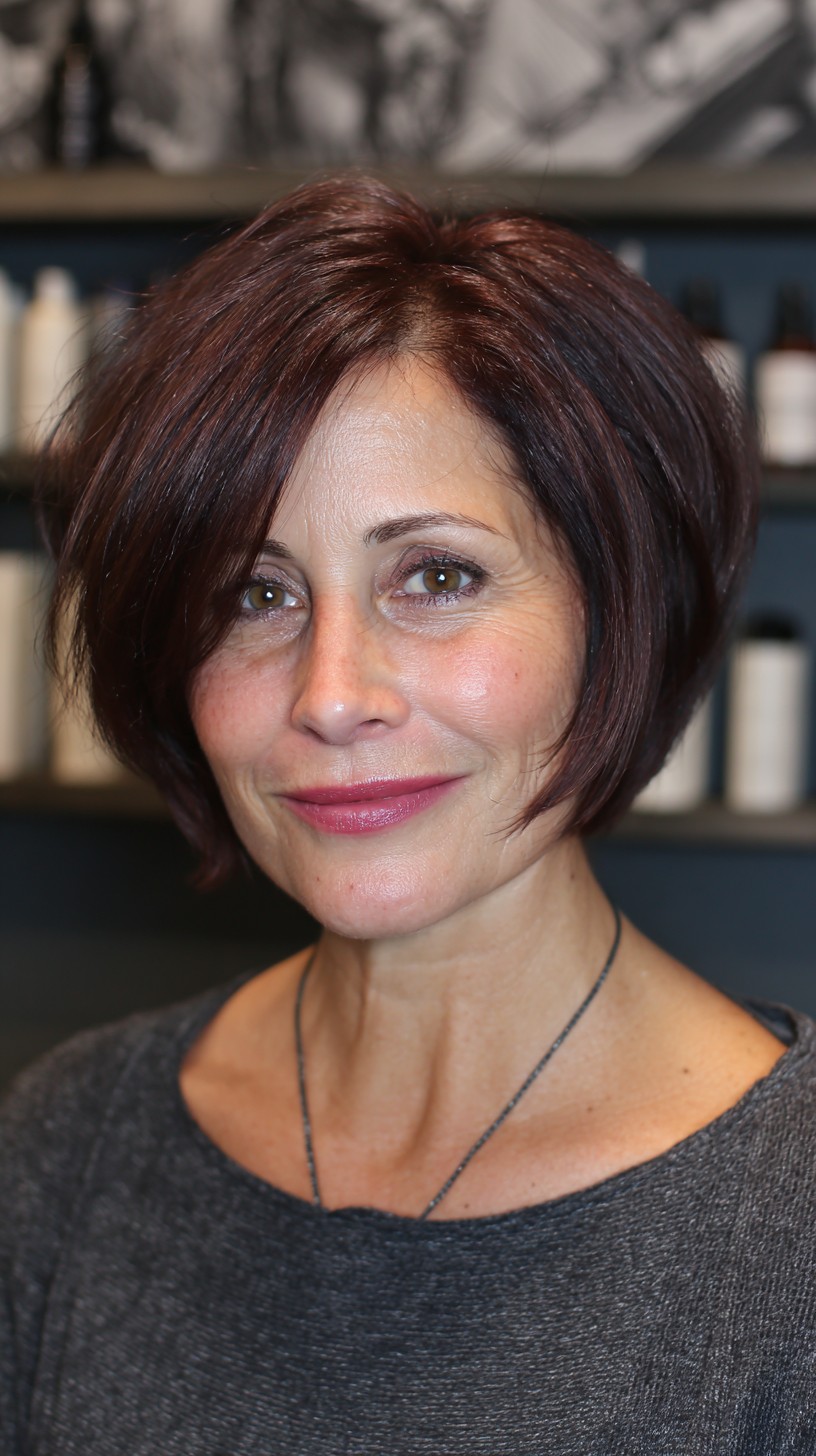 Stylish Burgundy Bob with Soft Volume