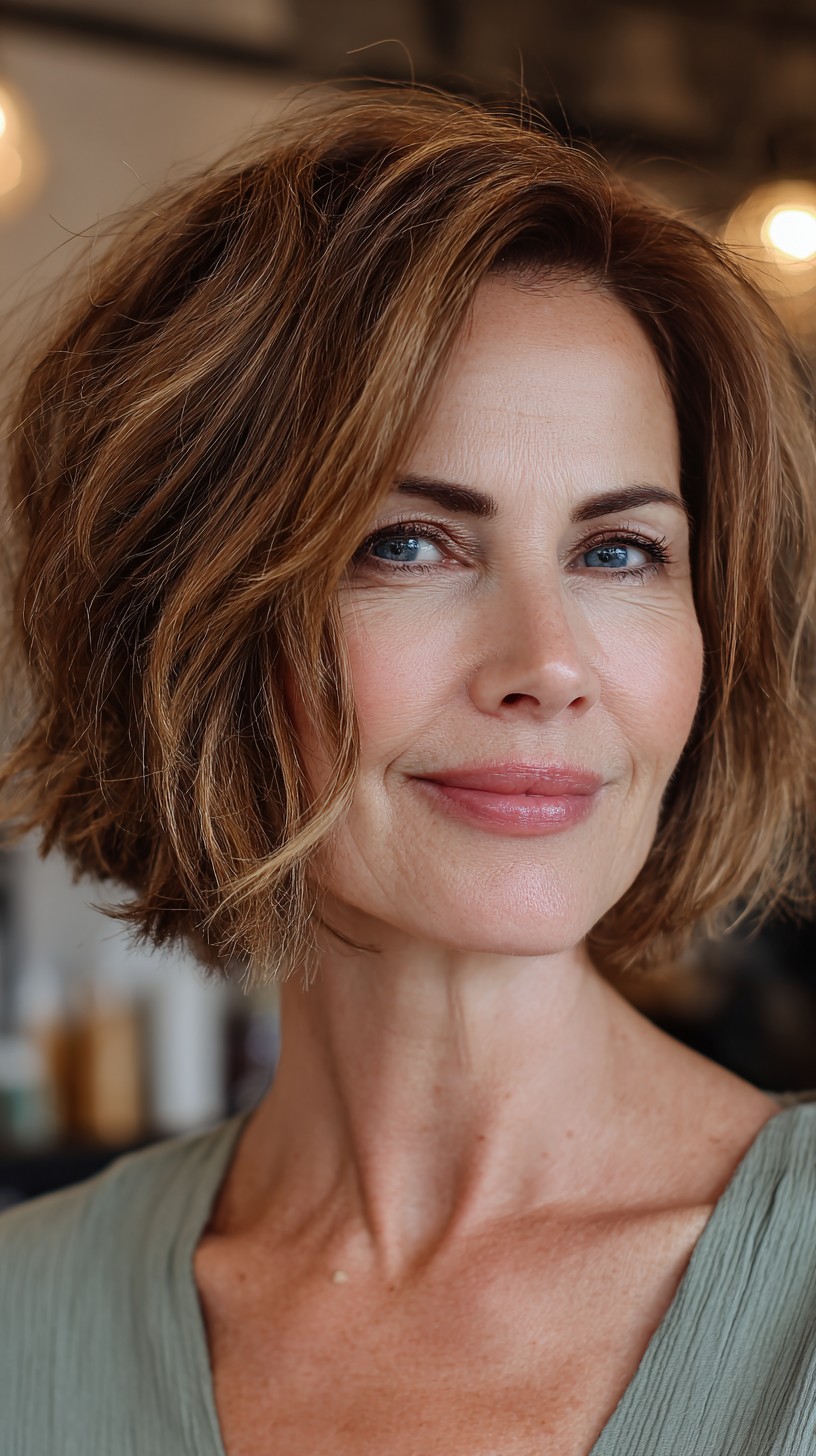 Textured Copper Bob with Soft Waves