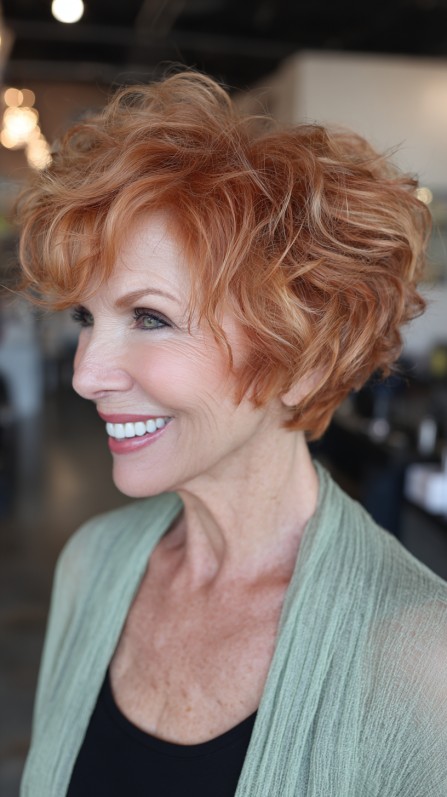 Textured Copper Curly Wedge Cut