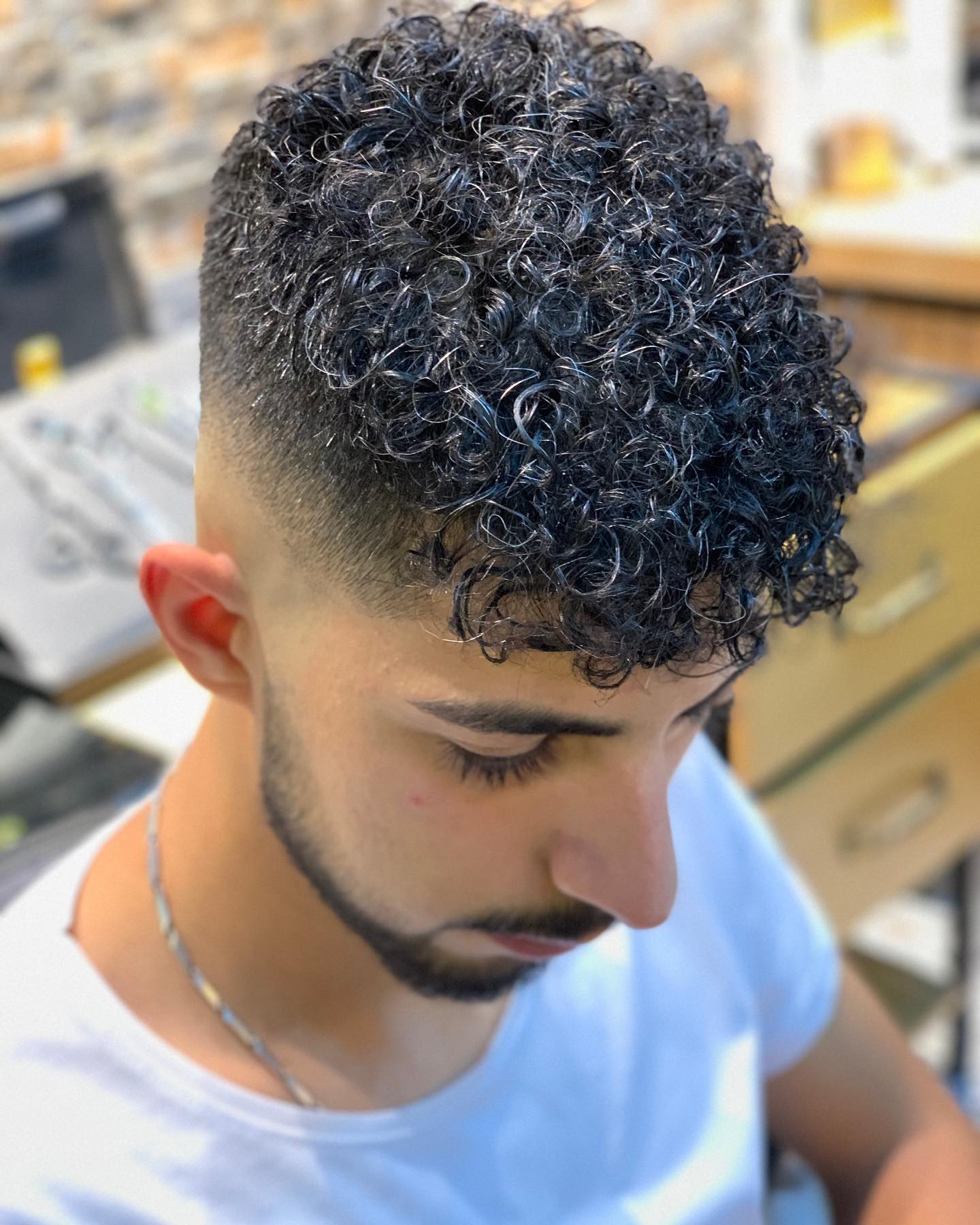 Textured Curly Fade with Defined Curls