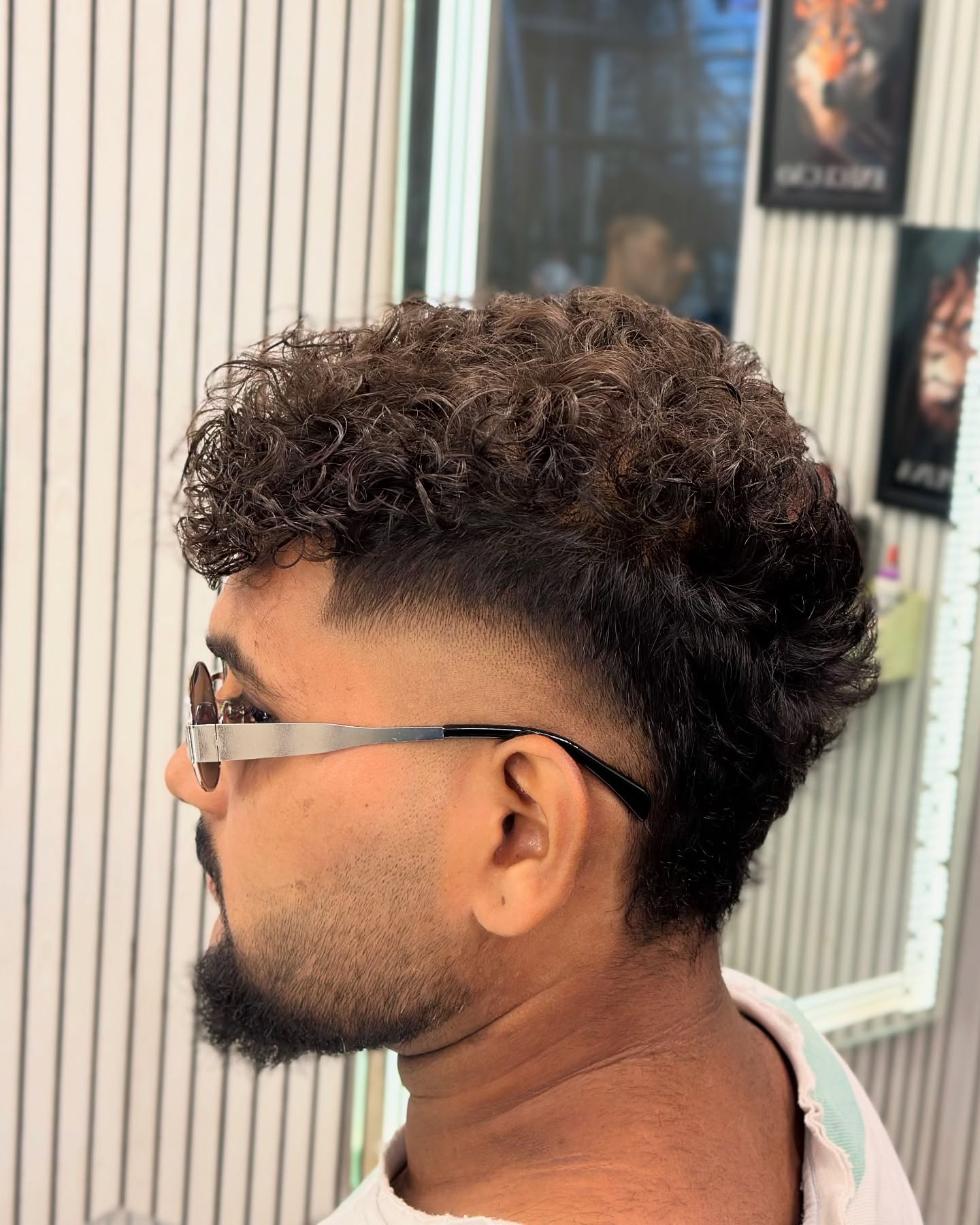 Textured Curly High Top with Faded Sides