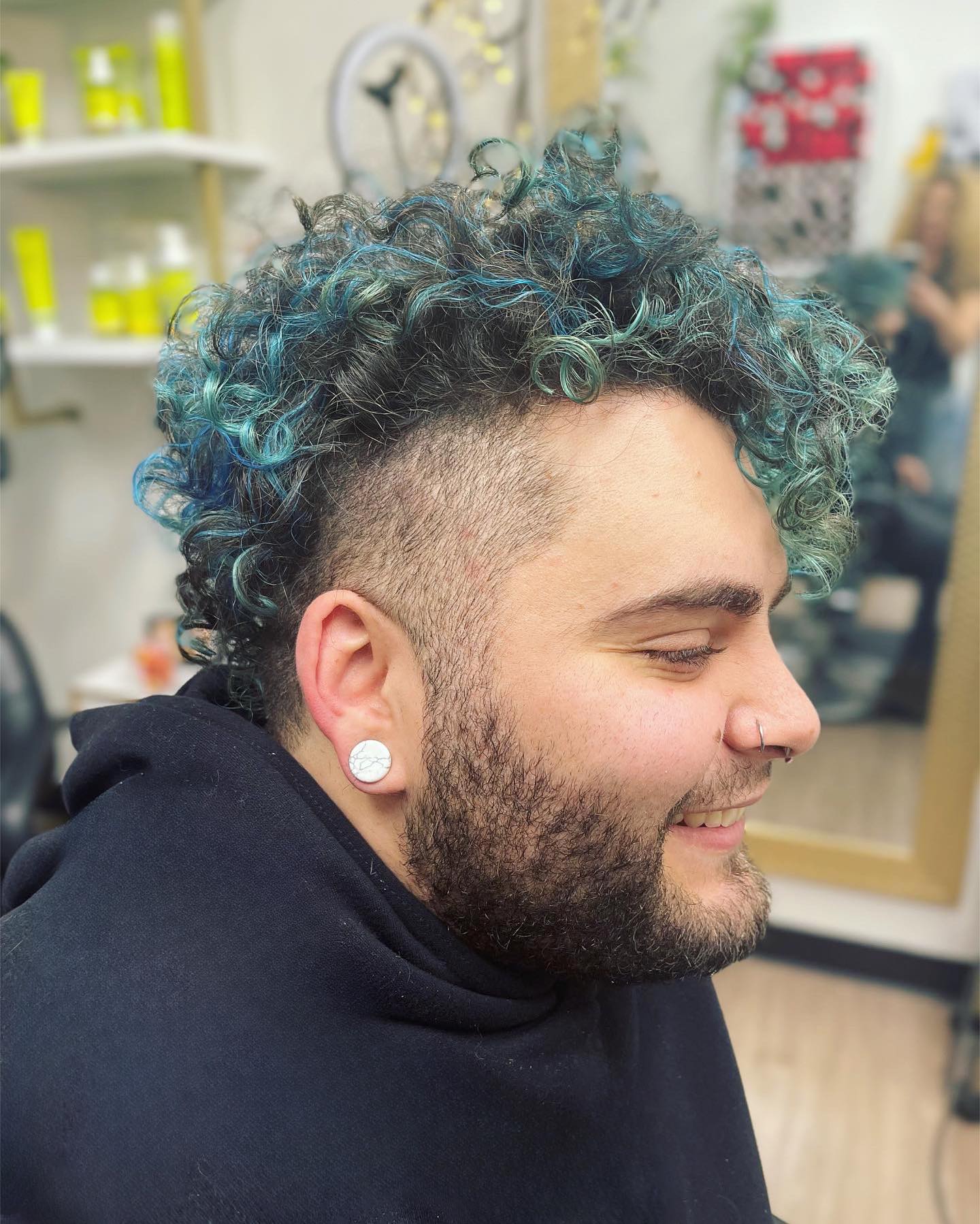 Textured Curly Mohawk with Vibrant Tips